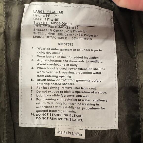 Rothco Metal Gear Field Jacket M-65 Mens Large Green Solid Snake Foxhound SFG - Picture 9 of 11